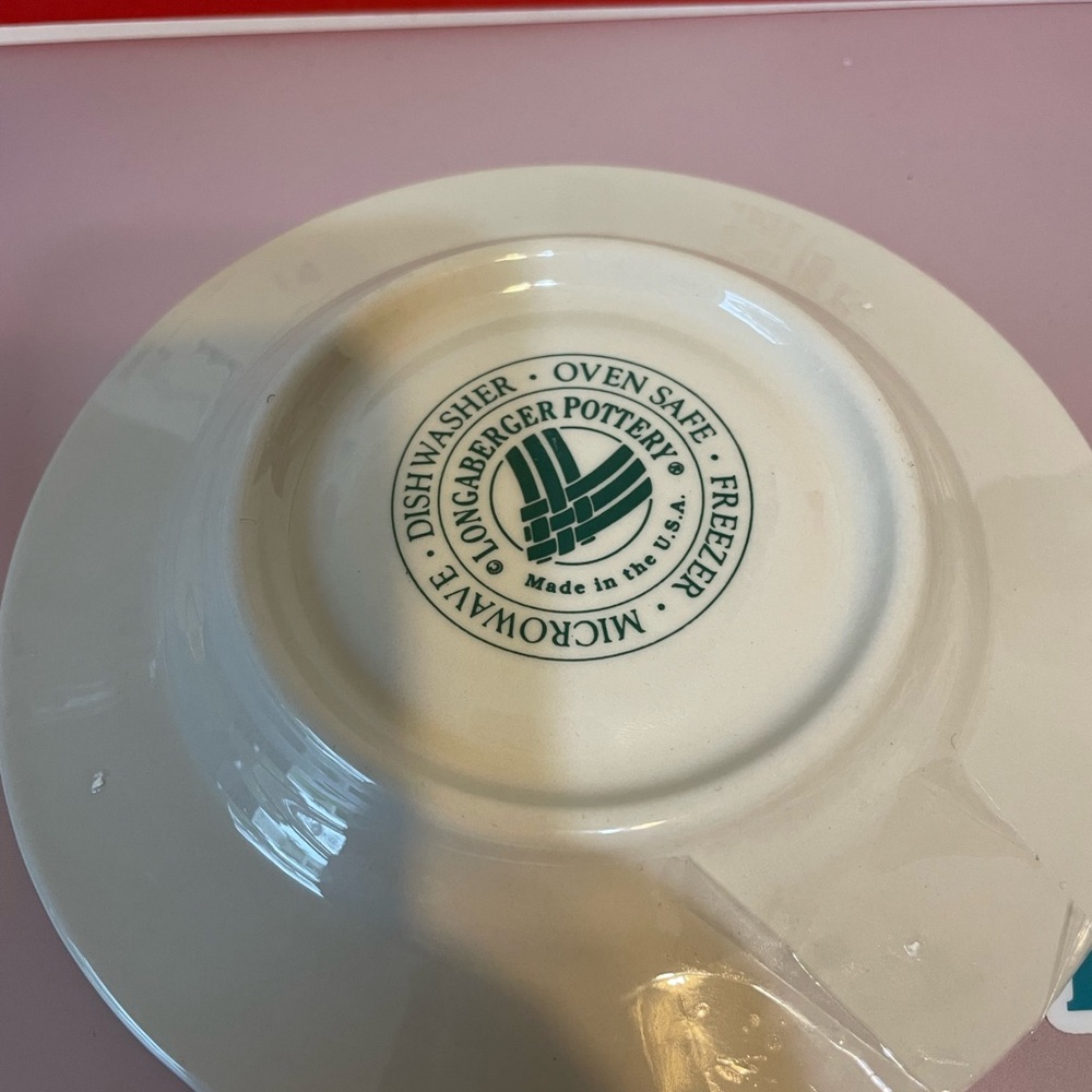 Longaberger White and Dark Green Ceramic Cup and Saucer. FINAL☕️ - Picture 3 of 4